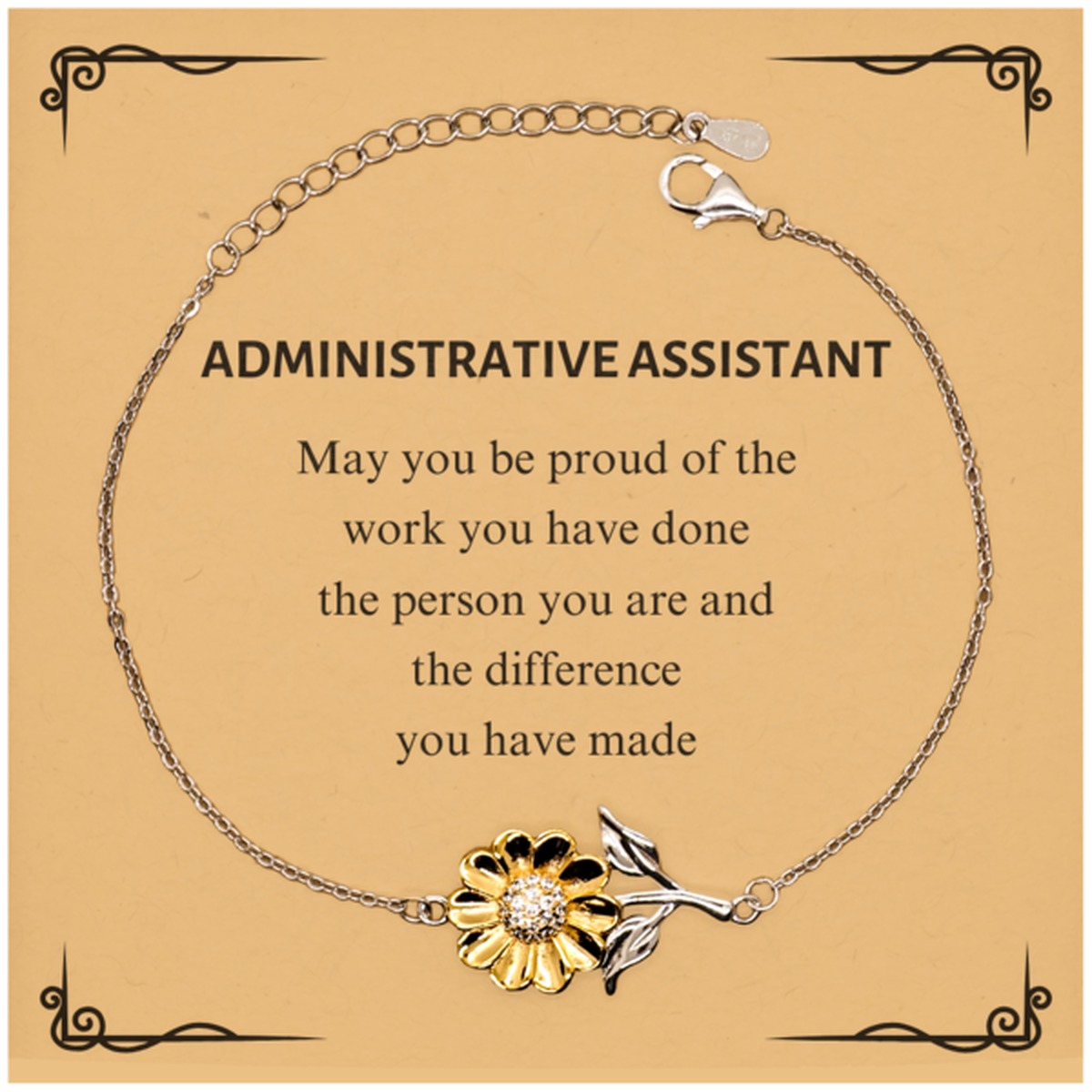 Administrative Assistant Sunflower Bracelet - May You Be Proud | Retirement Gift