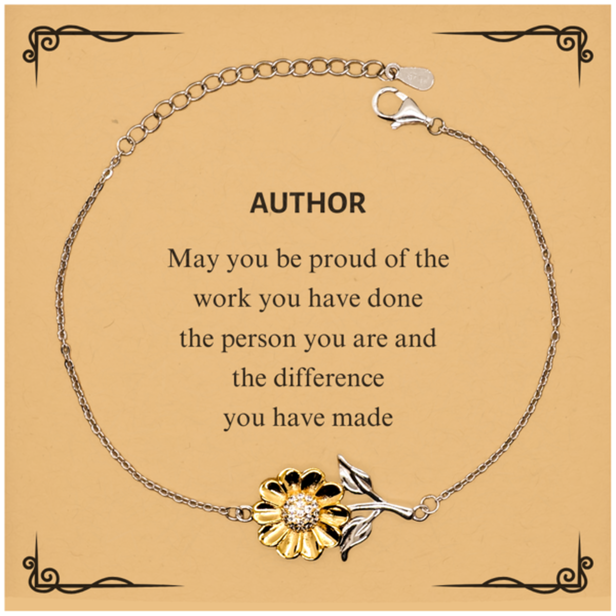 Author May you be proud of the work you have done, Retirement Author Sunflower Bracelet for Colleague Appreciation Gifts Amazing for Author