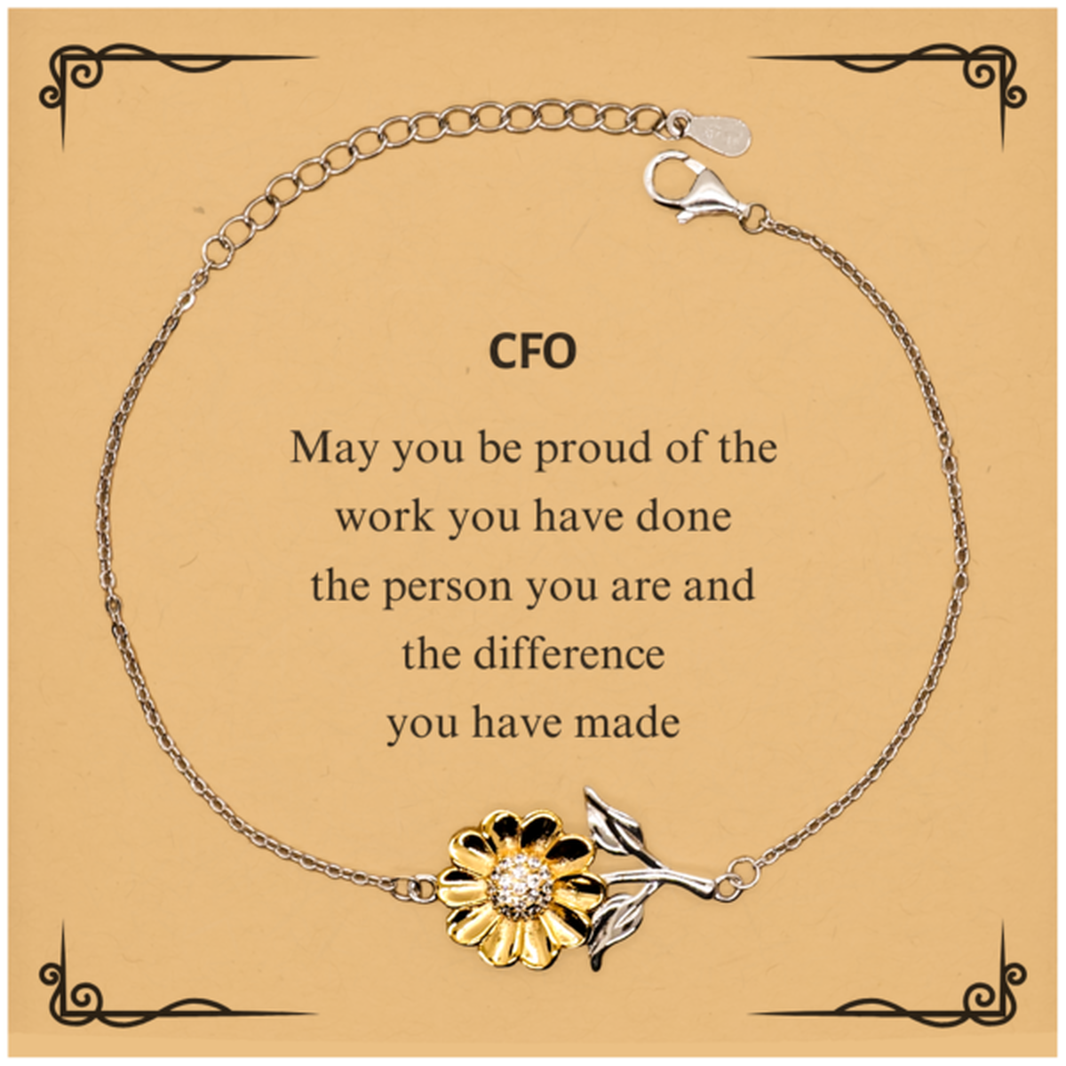 CFO May you be proud of the work you have done, Retirement CFO Sunflower Bracelet for Colleague Appreciation Gifts Amazing for CFO