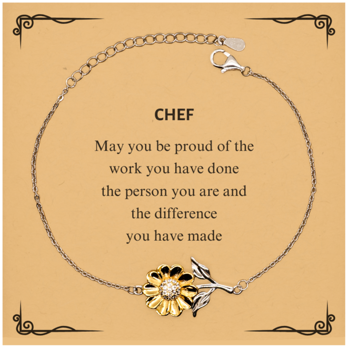 Chef May you be proud of the work you have done, Retirement Chef Sunflower Bracelet for Colleague Appreciation Gifts Amazing for Chef