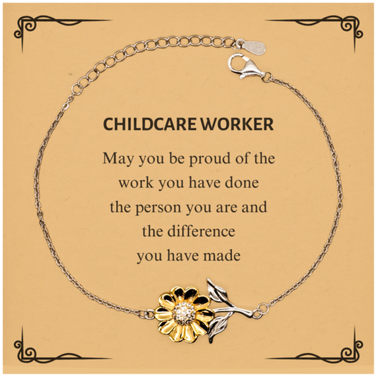 Childcare Worker Sunflower Bracelet - May You Be Proud | Retirement Gift