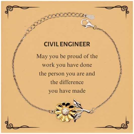 Civil Engineer Sunflower Bracelet - Heartfelt Appreciation Gift | Retirement Gift