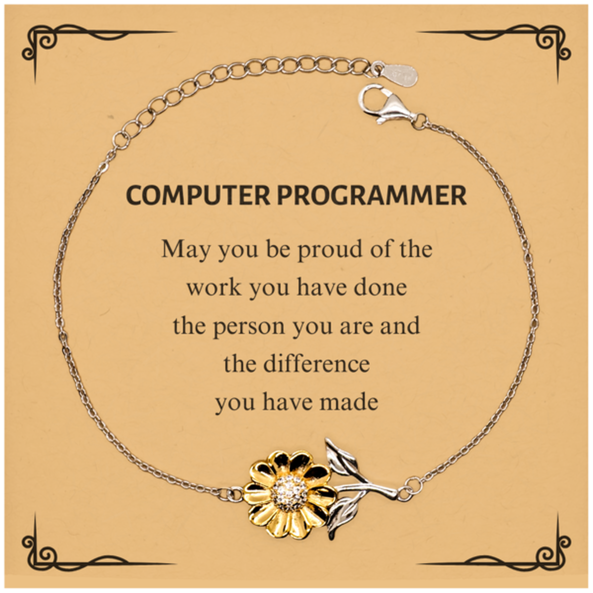 Computer Programmer Sunflower Bracelet - May You Be Proud | Retirement Gift