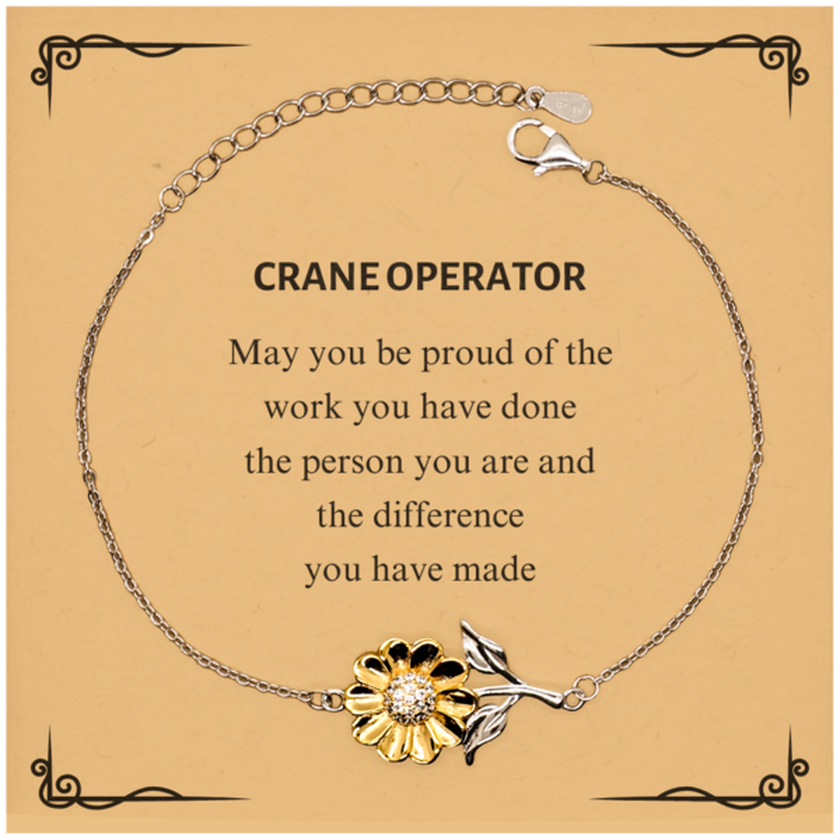 Crane Operator Sunflower Bracelet - May You Be Proud | Retirement Gift