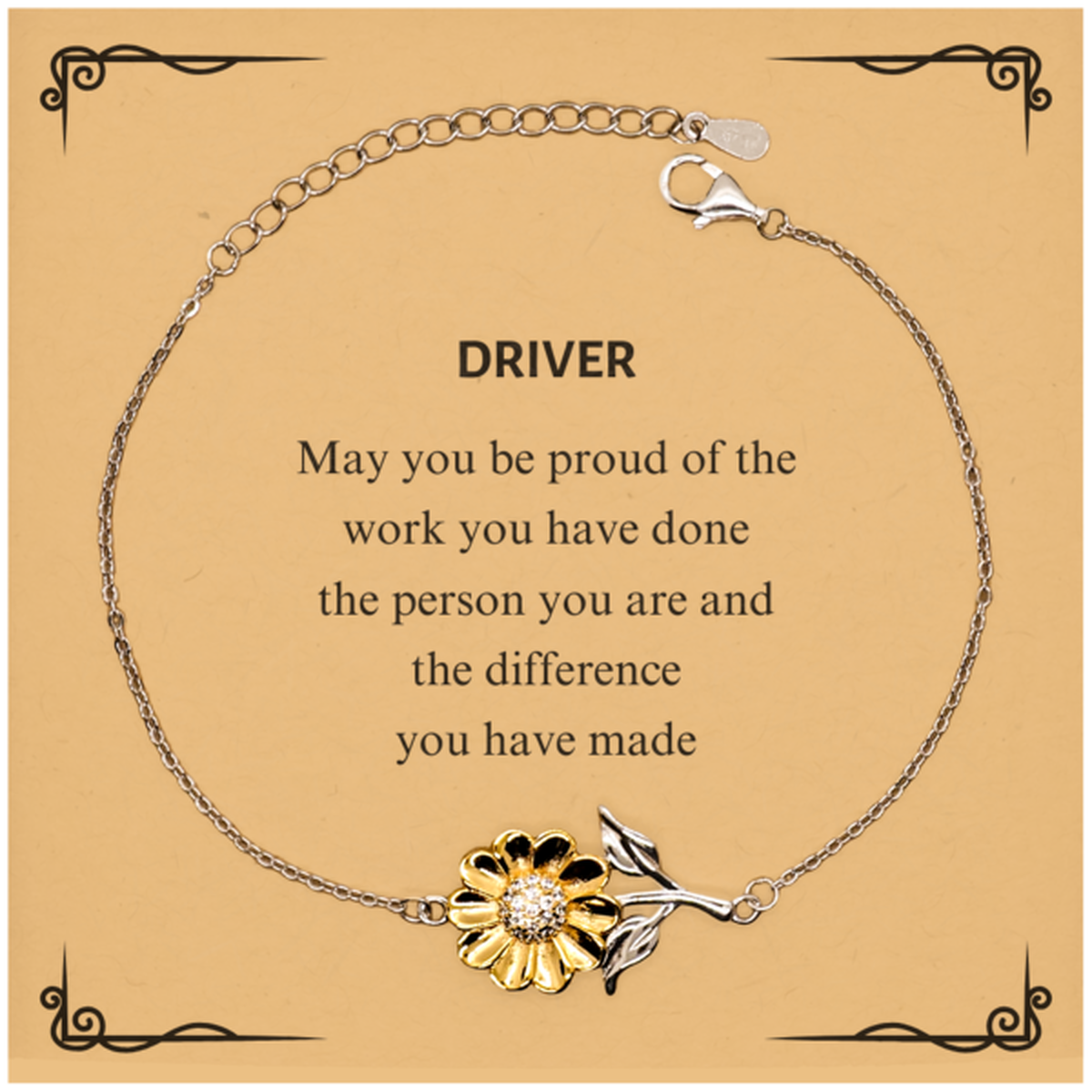 Driver Sunflower Bracelet - May You Be Proud | Retirement Gift