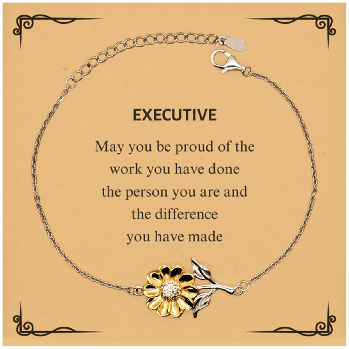Executive May you be proud of the work you have done, Retirement Executive Sunflower Bracelet for Colleague Appreciation Gifts Amazing for Executive