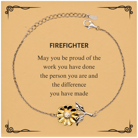 Firefighter Sunflower Bracelet - May You Be Proud | Retirement Gift