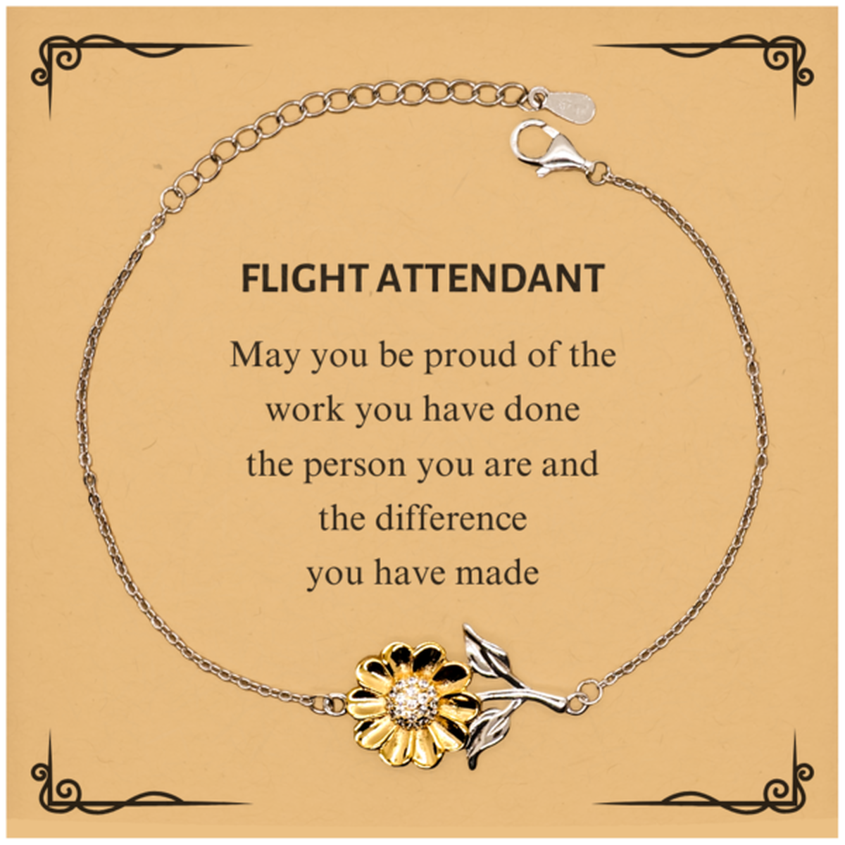 Flight Attendant Sunflower Bracelet - May You Be Proud | Retirement Gift