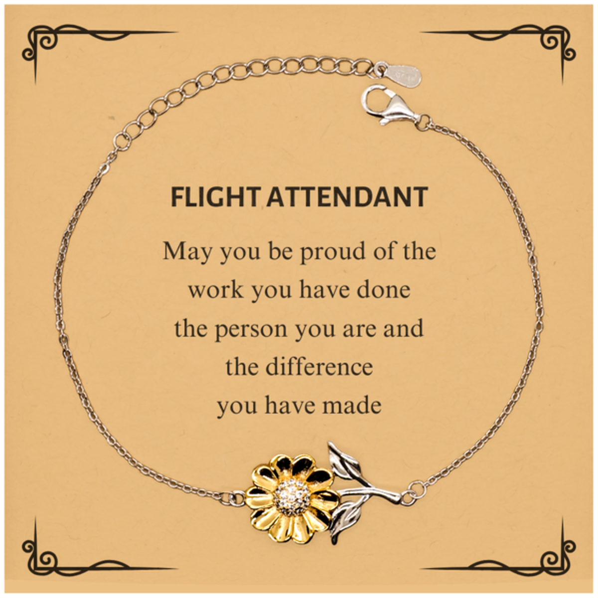 Flight Attendant May you be proud of the work you have done, Retirement Flight Attendant Sunflower Bracelet for Colleague Appreciation Gifts Amazing for Flight Attendant