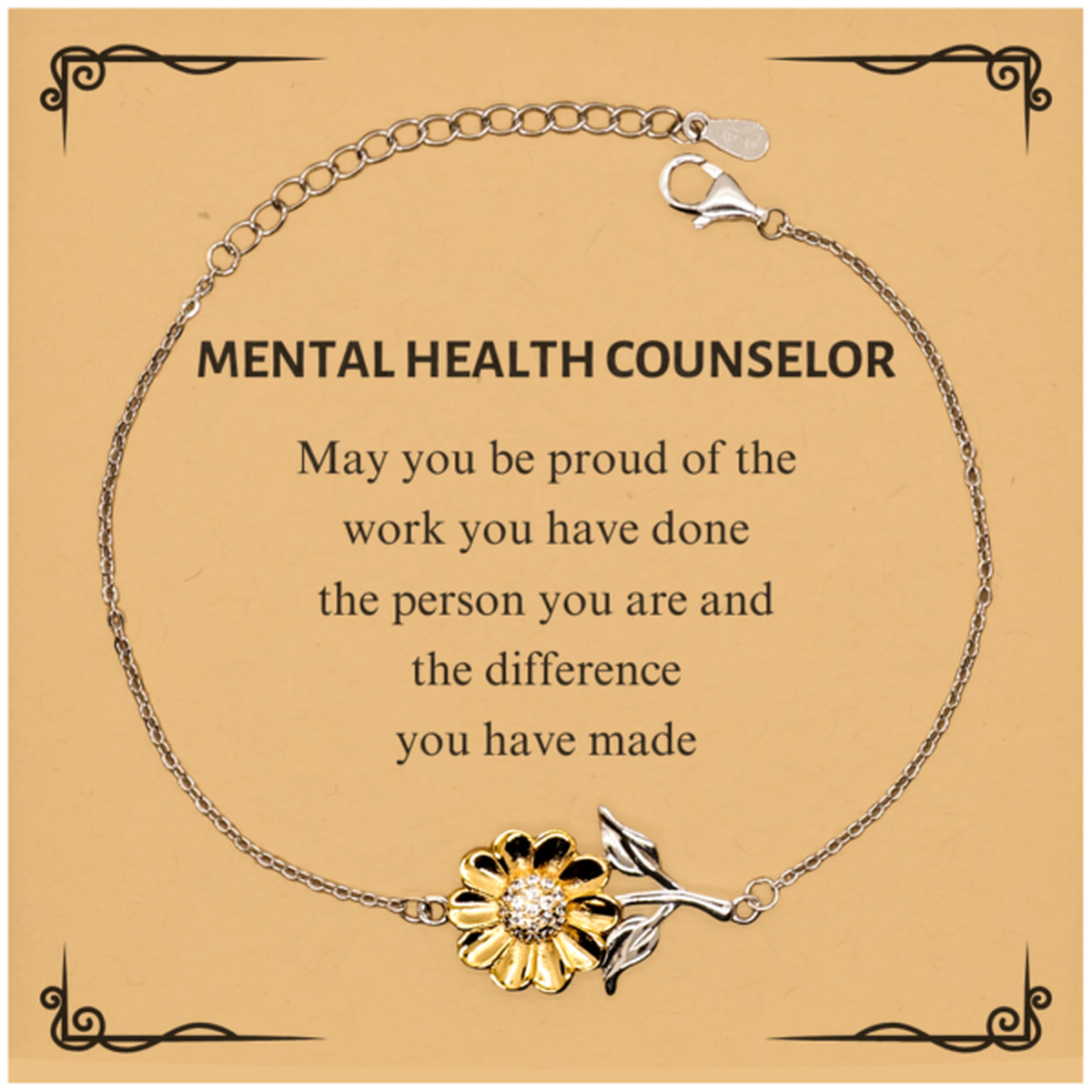 Mental Health Counselor Sunflower Bracelet - May You Be Proud | Retirement Gift