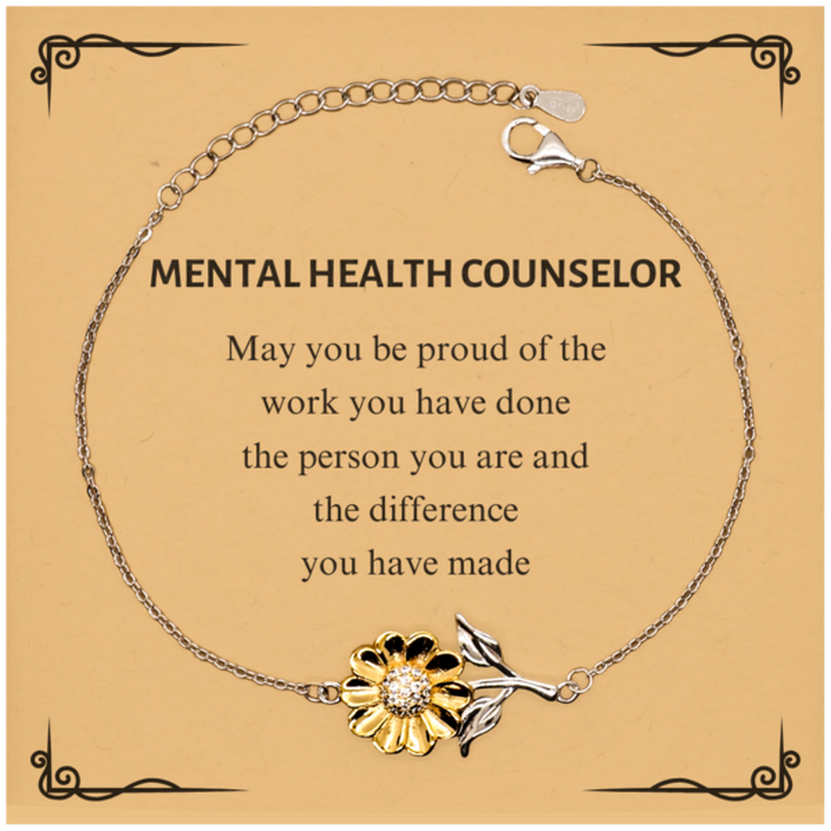 Mental Health Counselor May you be proud of the work you have done, Retirement Mental Health Counselor Sunflower Bracelet for Colleague Appreciation Gifts Amazing for Mental Health Counselor