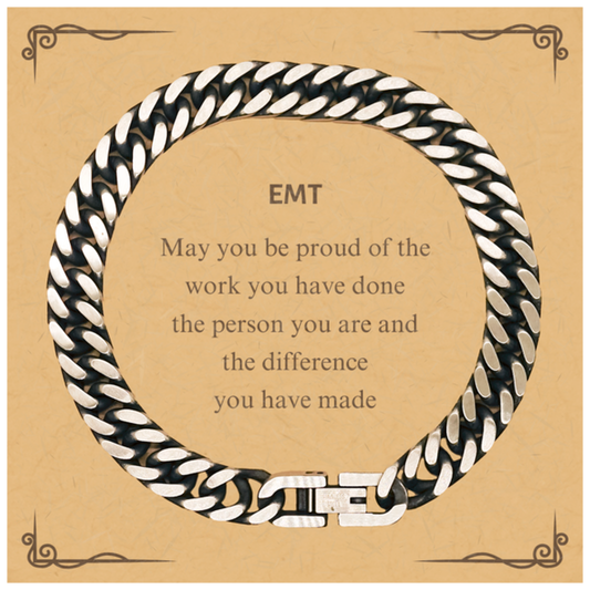 EMT Cuban Link Chain Bracelet - May You Be Proud Design | Retirement Gift