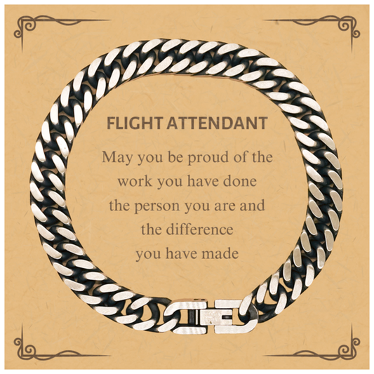 Flight Attendant Cuban Link Chain Bracelet - May You Be Proud | Retirement Gift