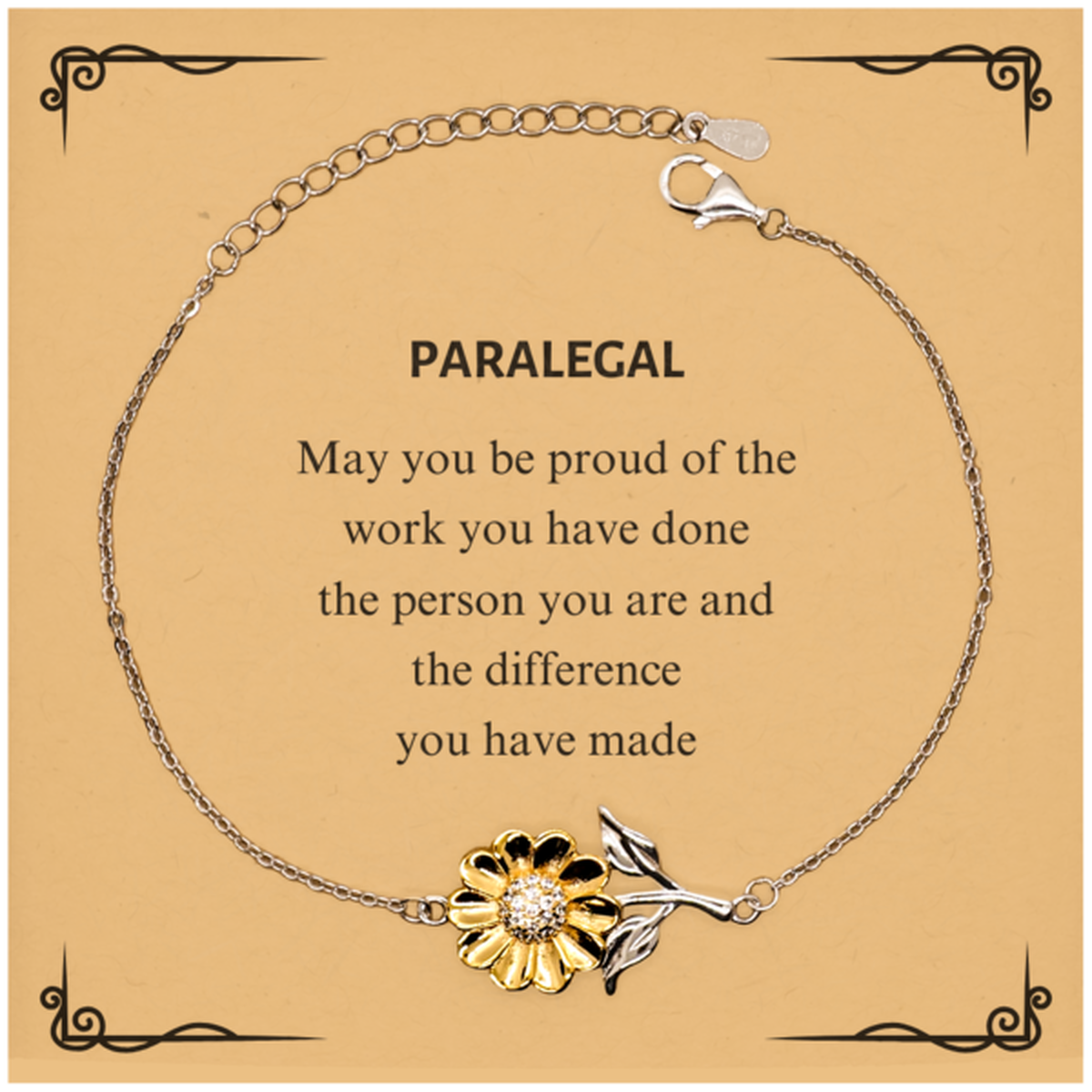 Paralegal Sunflower Bracelet - May You Be Proud | Retirement Gift