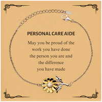 Load image into Gallery viewer, Personal Care Aide Sunflower Bracelet - Proud of Your Work | Retirement Gift
