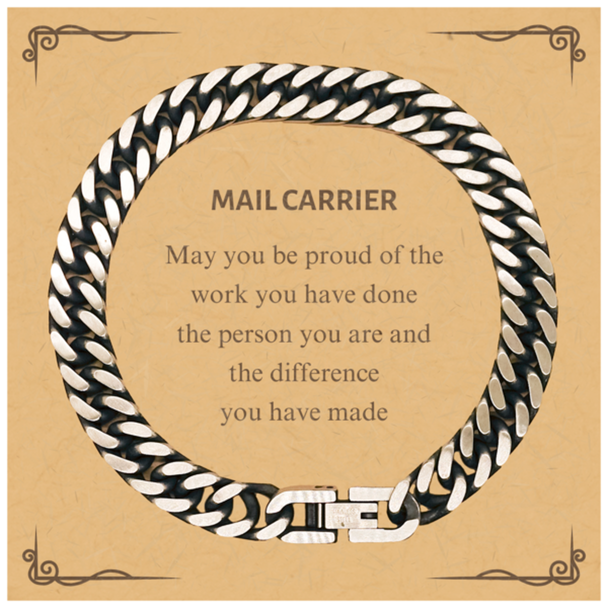 Mail Carrier May you be proud of the work you have done, Retirement Mail Carrier Cuban Link Chain Bracelet for Colleague Appreciation Gifts Amazing for Mail Carrier
