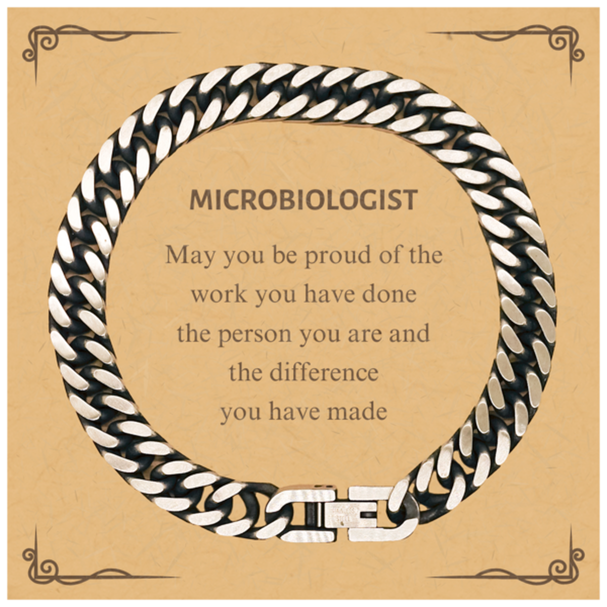 Microbiologist May you be proud of the work you have done, Retirement Microbiologist Cuban Link Chain Bracelet for Colleague Appreciation Gifts Amazing for Microbiologist
