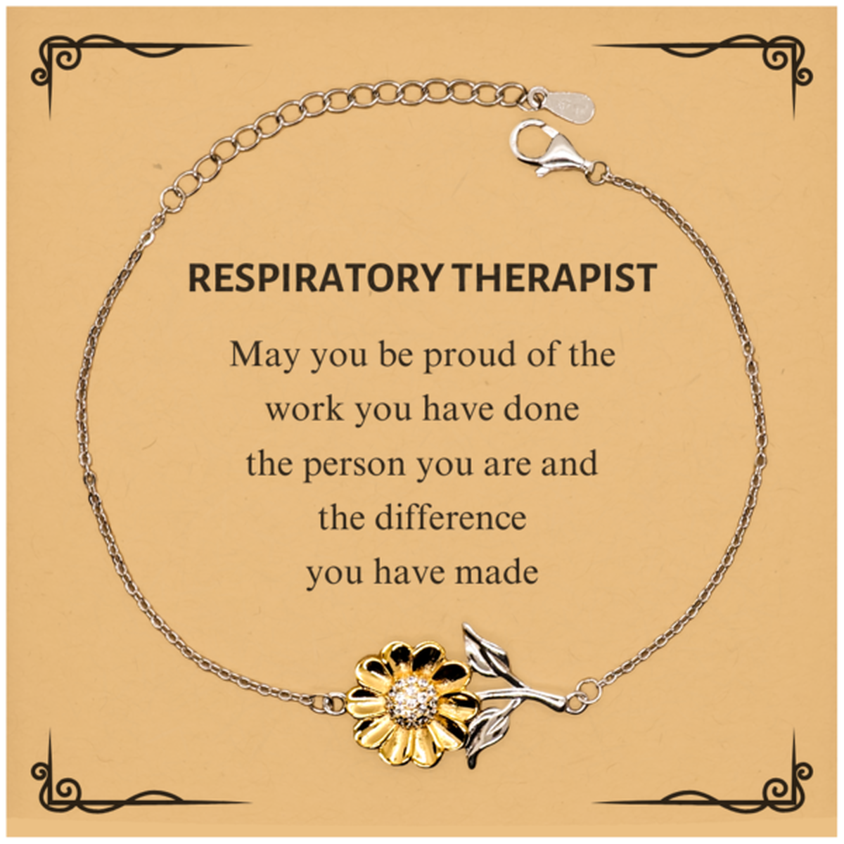 Respiratory Therapist Sunflower Bracelet - Proud of Your Work | Retirement Gift