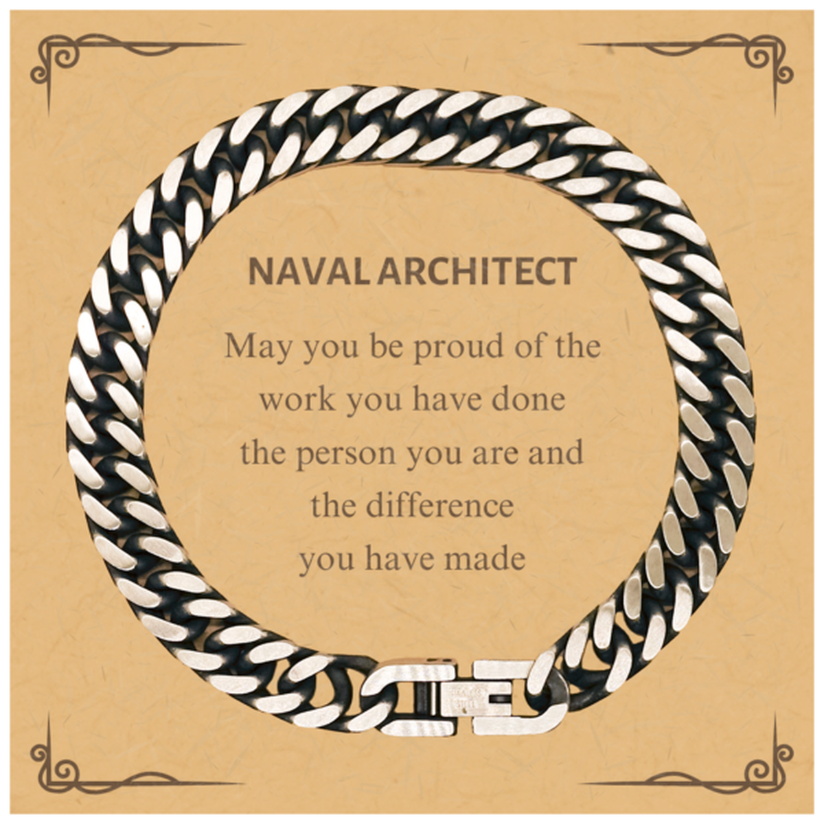 Naval Architect Cuban Link Bracelet - May You Be Proud | Retirement Gift