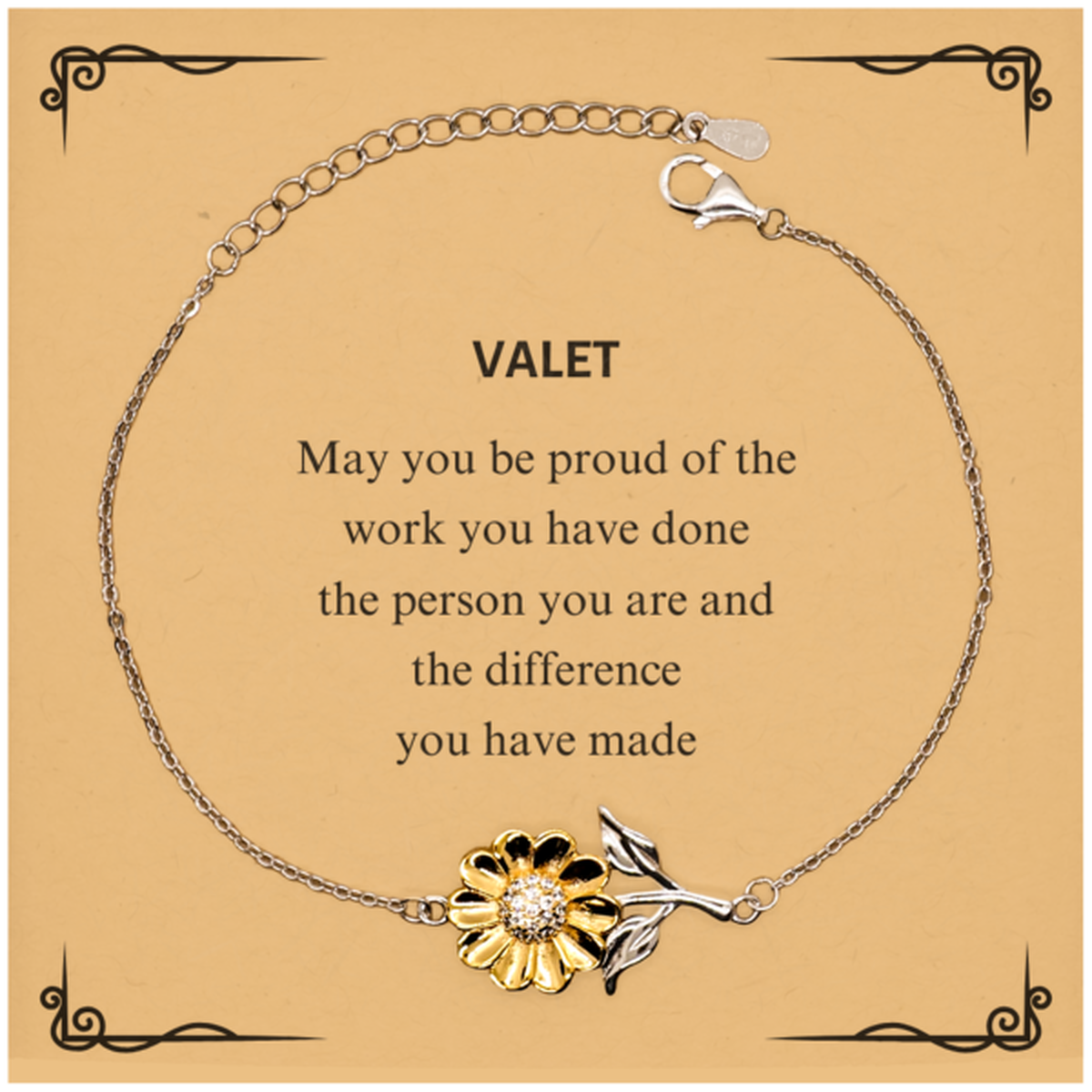 Valet Sunflower Bracelet - May You Be Proud of Your Work | Retirement Gift