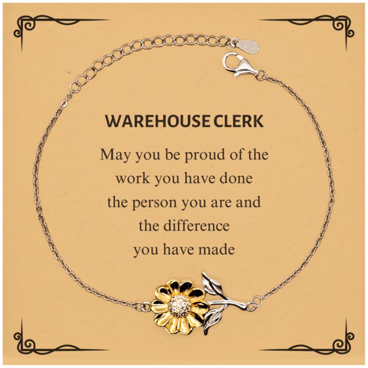 Warehouse Clerk Sunflower Bracelet - May You Be Proud | Retirement Gift