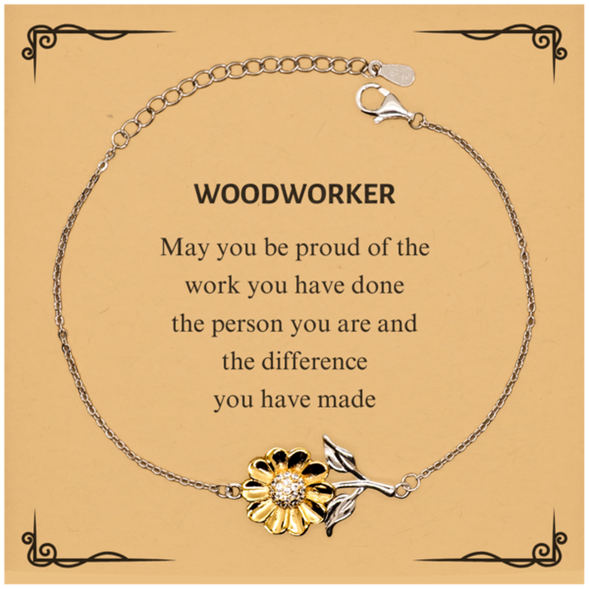 Woodworker Sunflower Bracelet - May You Be Proud | Retirement Gift