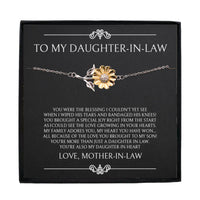 Load image into Gallery viewer, Daughter in law Gifts From Mother in law, 925 Sterling Silver Bracelet with 14k Gold Sunflower Charm and Message Card, Future Daughter in Law Birthday Wedding Gifts

