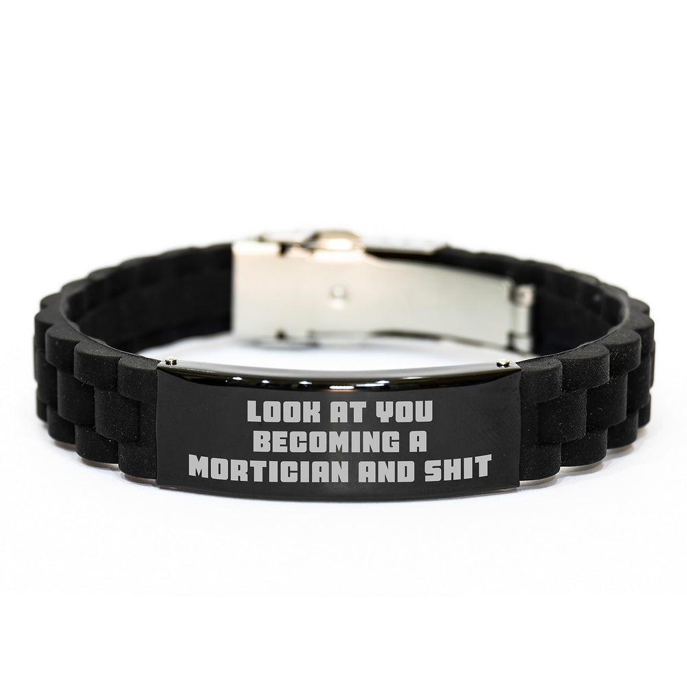 Funny Mortician Gifts for Mortician - Black Glide lock Clasp Bracelet, Gifts from Men to Mortician, Graduation Unique Gifts - Image 1