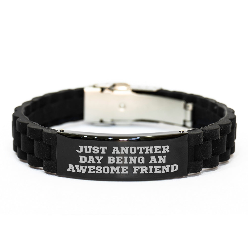 Funny Inspirational Friend Gifts from Men to Friends for Graduation - Adjustable Glide lock Clasp Black Stainless Steel Silicone Silicone Friendship Jewelry - Image 1