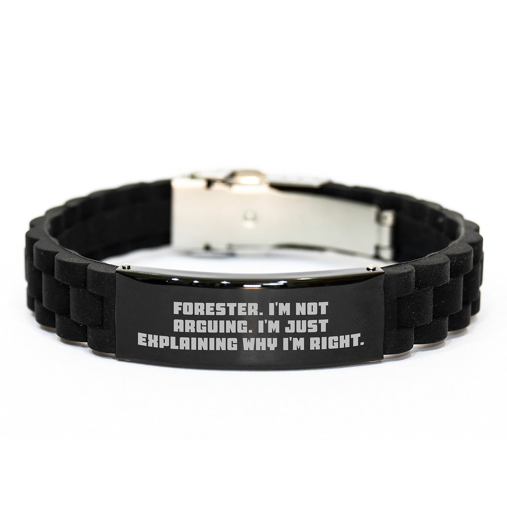 Forester Funny Quote Glide lock Clasp Black Stainless Steel Adjustable Gift for Men from Friends and Family on Graduation Day, I'm Not Arguing. - Image 1