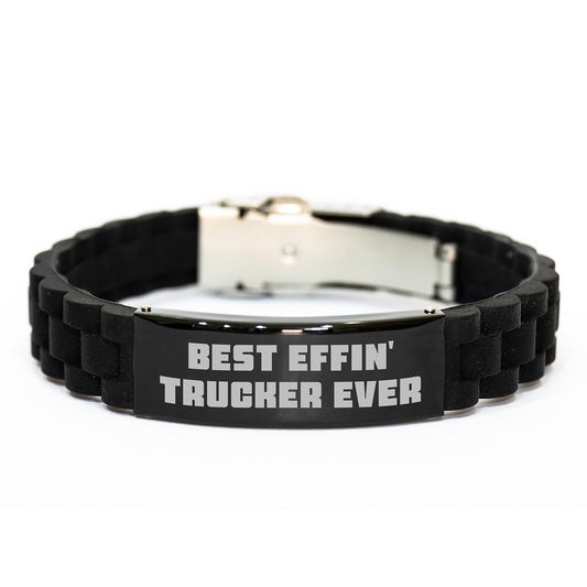 Funny Trucker Gifts from Men to Trucker Friends - Best Effin' Trucker Ever Glide lock Clasp Bracelet - Image 1