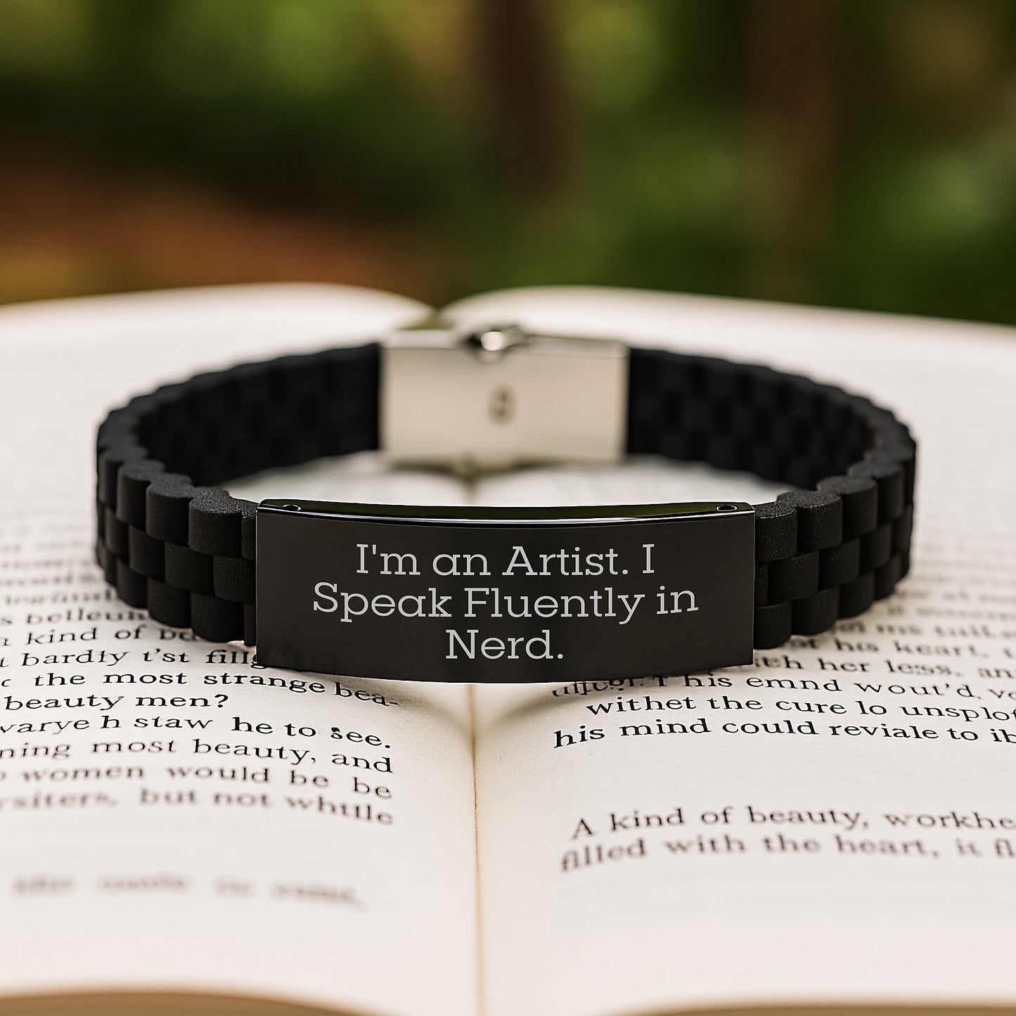 Funny Artist Quote Glide lock Clasp Black Stainless Steel Bracelet Gifts for Men Women Friends Family Holiday Christmas Unique Gift - Image 2