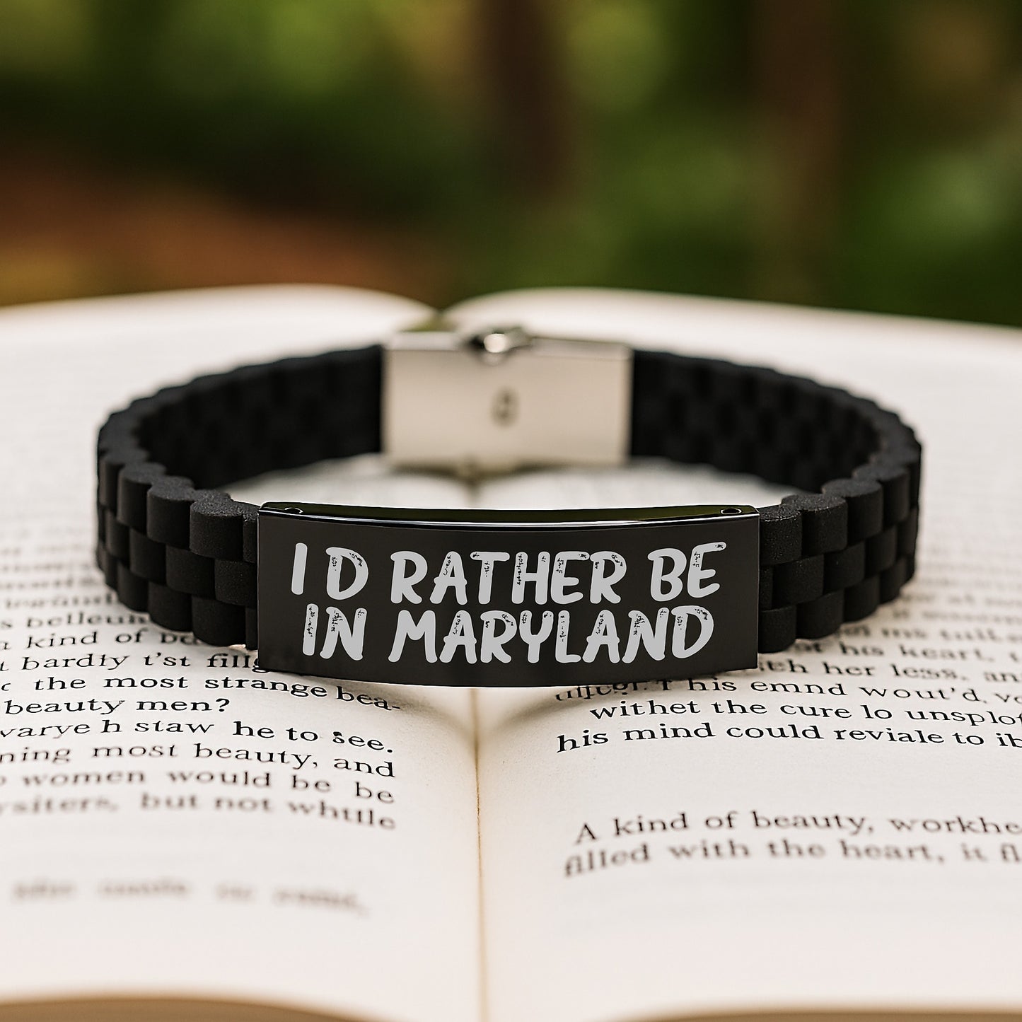 Maryland Gifts, Funny Quote Glide lock Clasp Bracelet, Black Stainless Steel, Valentine's Unique Gifts for Maryland, Gifts from Friends - Image 2