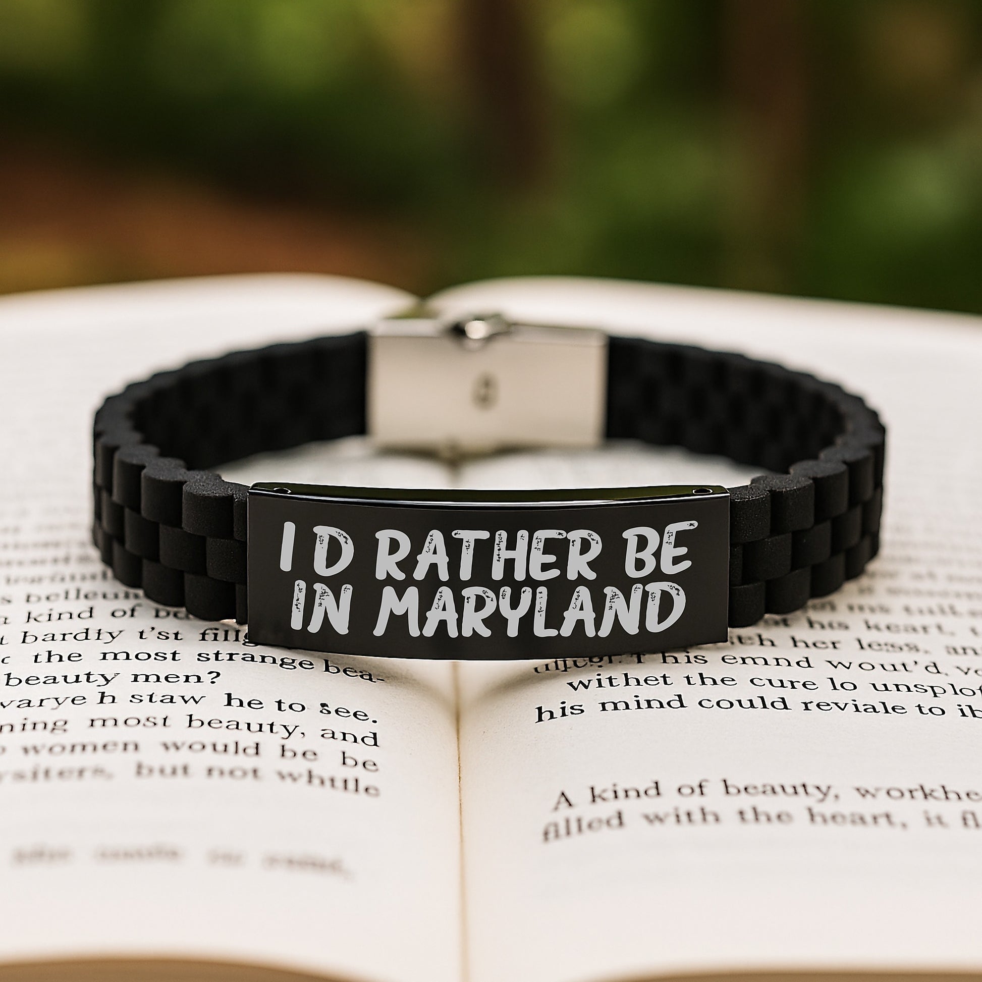 Maryland Gifts, Funny Quote Glide lock Clasp Bracelet, Black Stainless Steel, Valentine's Unique Gifts for Maryland, Gifts from Friends - Image 2