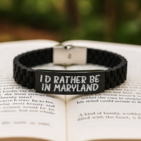Load image into Gallery viewer, Maryland Gifts, Funny Quote Glide lock Clasp Bracelet, Black Stainless Steel, Valentine's Unique Gifts for Maryland, Gifts from Friends - Image 2
