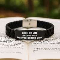 Load image into Gallery viewer, Funny Mortician Gifts for Mortician - Black Glide lock Clasp Bracelet, Gifts from Men to Mortician, Graduation Unique Gifts - Image 2
