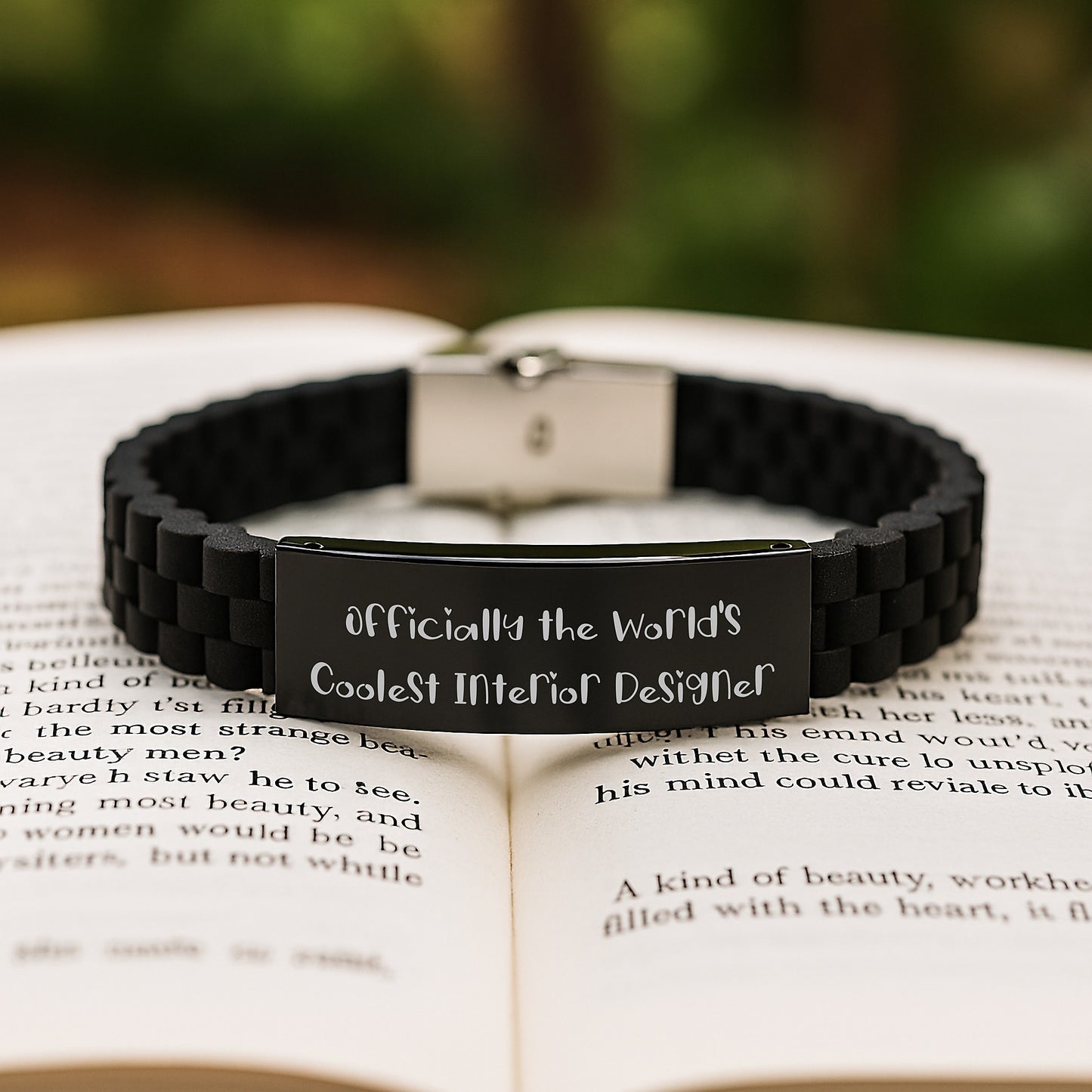 Funny Interior Designer Gifts from Men, 'The World's Coolest Interior Designer' Glide lock Clasp Bracelet for Women, Black Christmas Unique Presents - Image 2