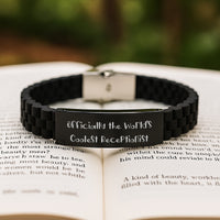 Load image into Gallery viewer, Funny Receptionist Gifts, Officially The World's Coolest Receptionist Glide lock Clasp Bracelet, Christmas Unique Gifts for Men Women Coworkers Friends - Image 2
