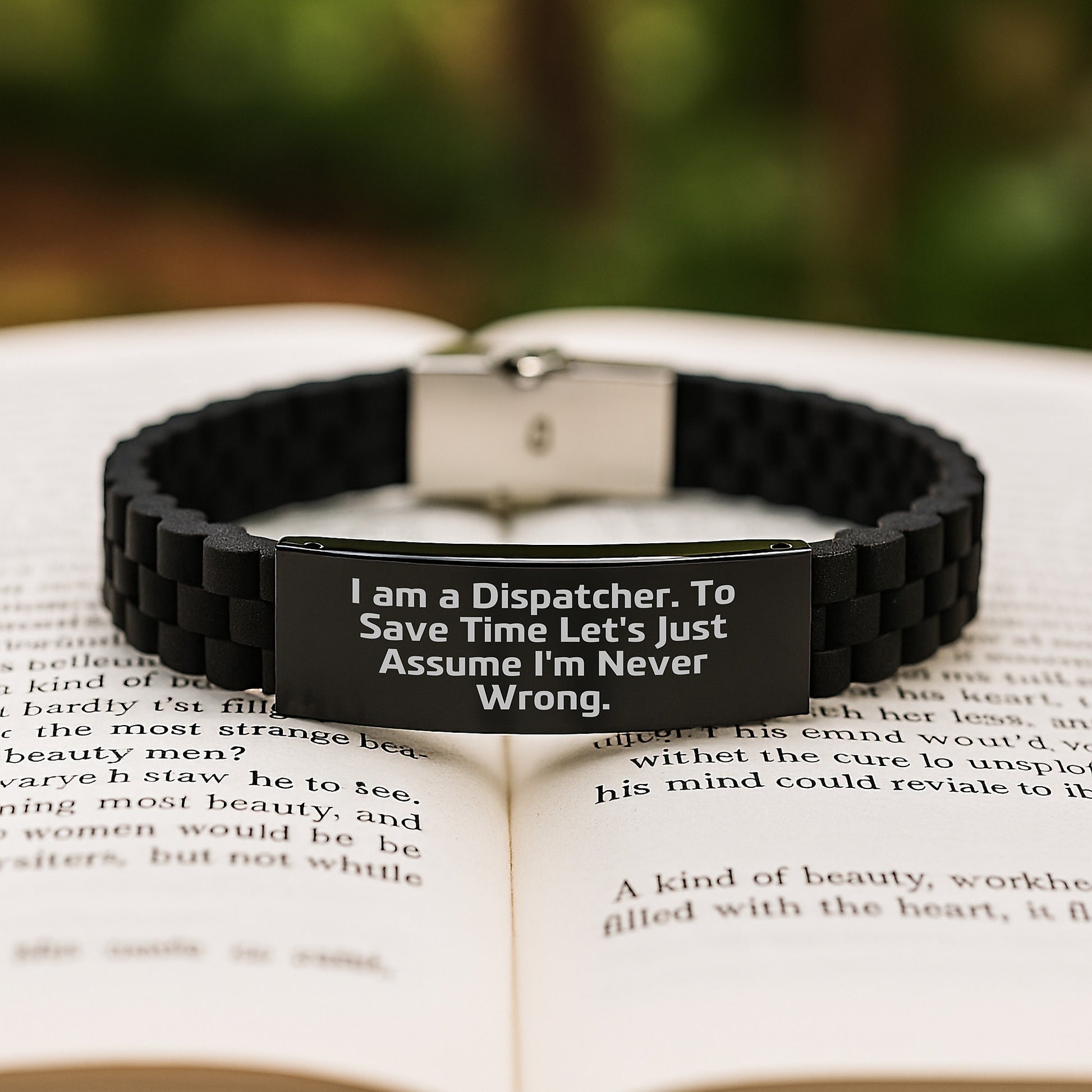 Funny Dispatcher Christmas Unique Gifts from Men for Friends Glide lock Clasp Bracelet, I'm Never Wrong - Image 2