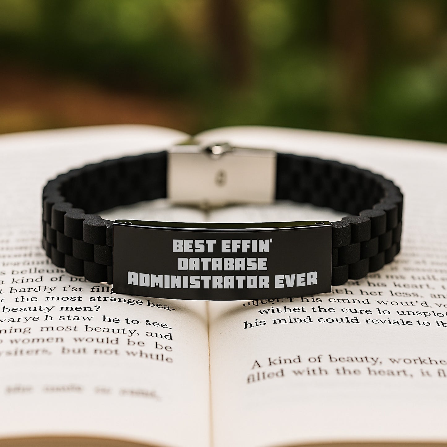 Funny Quote Gifts for Database Administrator, Glide lock Clasp Bracelet, Christmas Unique Presents from Friends, Best Effin' Database Administrator Ever - Image 2