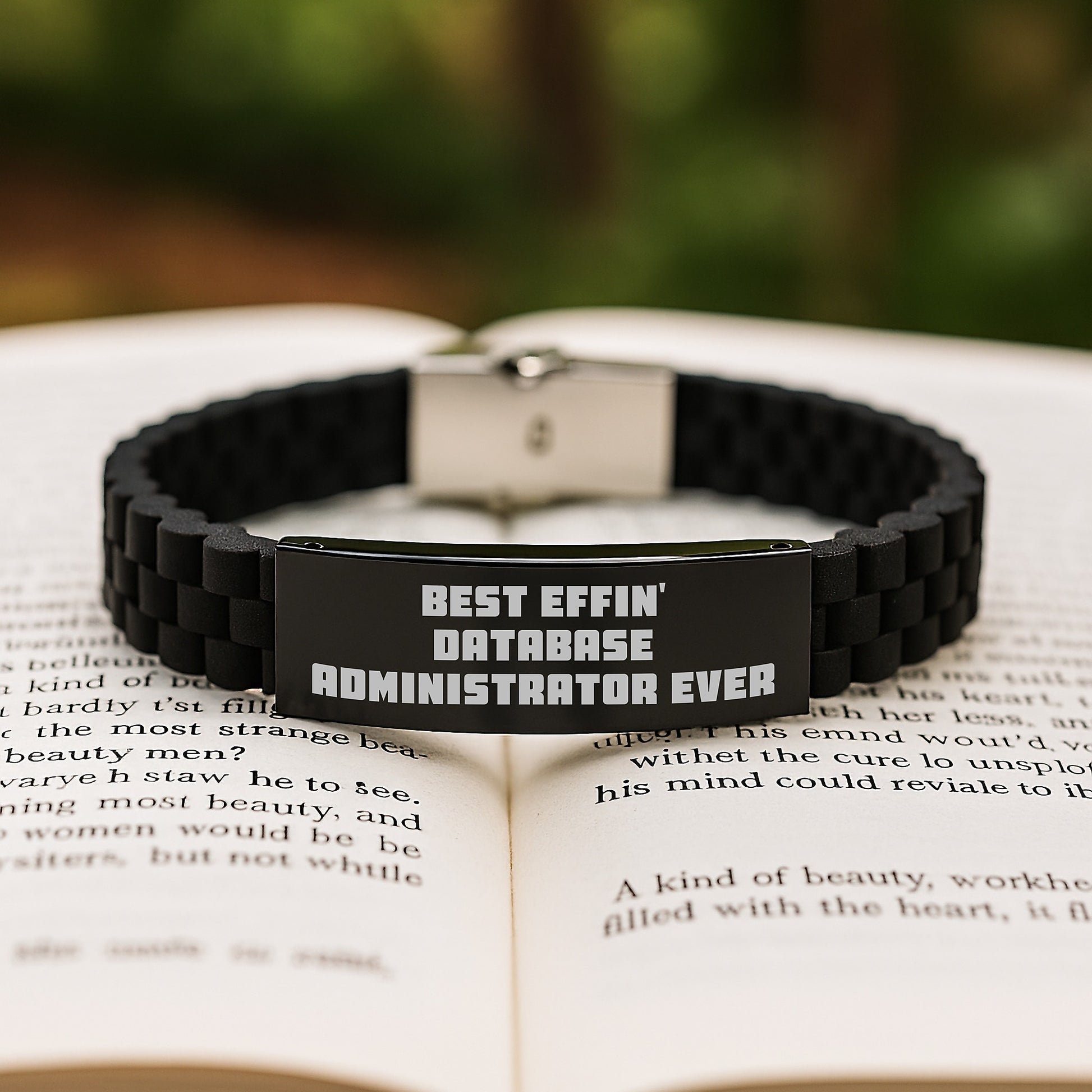 Funny Quote Gifts for Database Administrator, Glide lock Clasp Bracelet, Christmas Unique Presents from Friends, Best Effin' Database Administrator Ever - Image 2