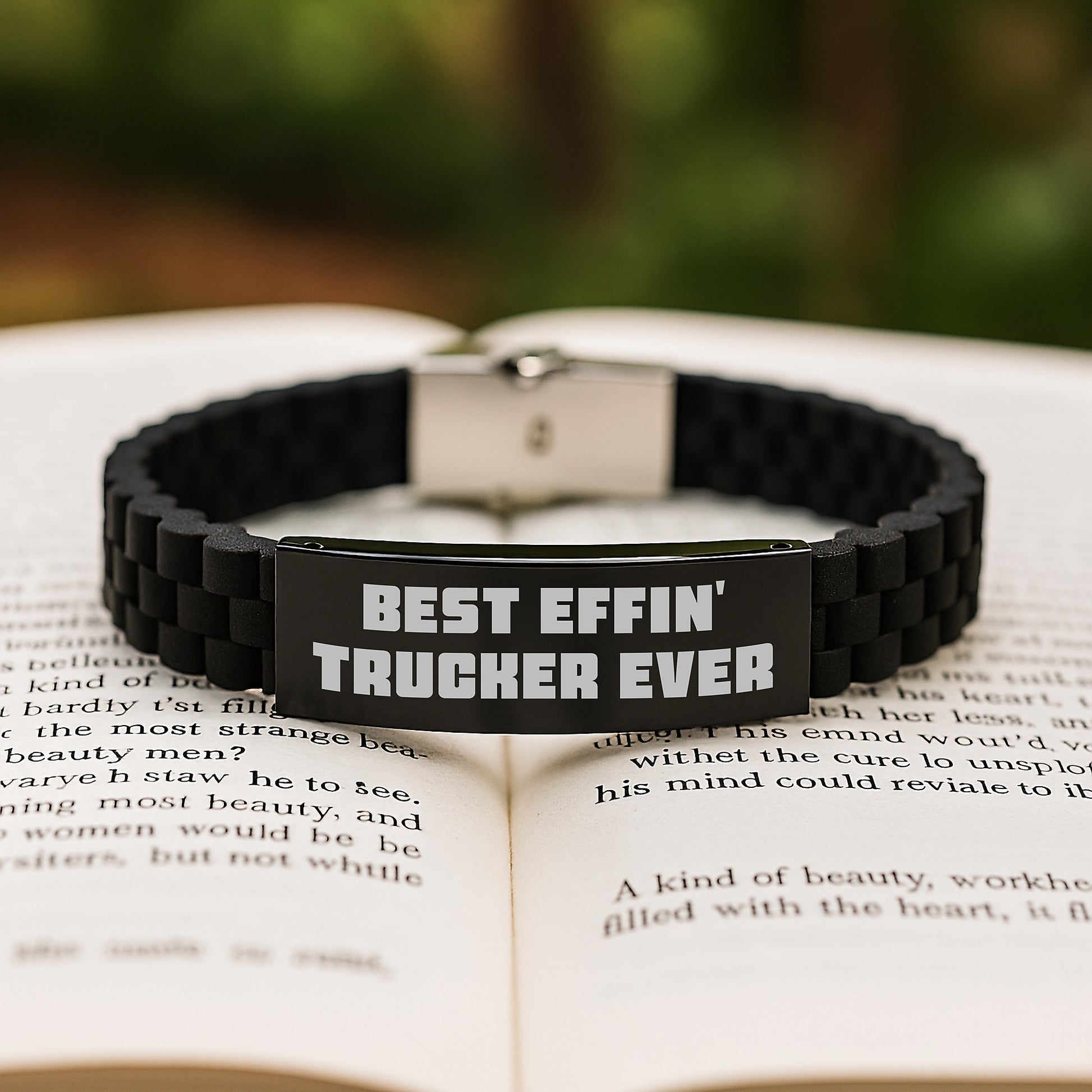 Funny Trucker Gifts from Men to Trucker Friends - Best Effin' Trucker Ever Glide lock Clasp Bracelet - Image 2