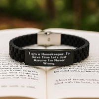 Load image into Gallery viewer, Funny Housekeeper Quote Glide lock Clasp Bracelet Gifts from Friends for Women, Unique Christmas Unique Gifts - Image 2
