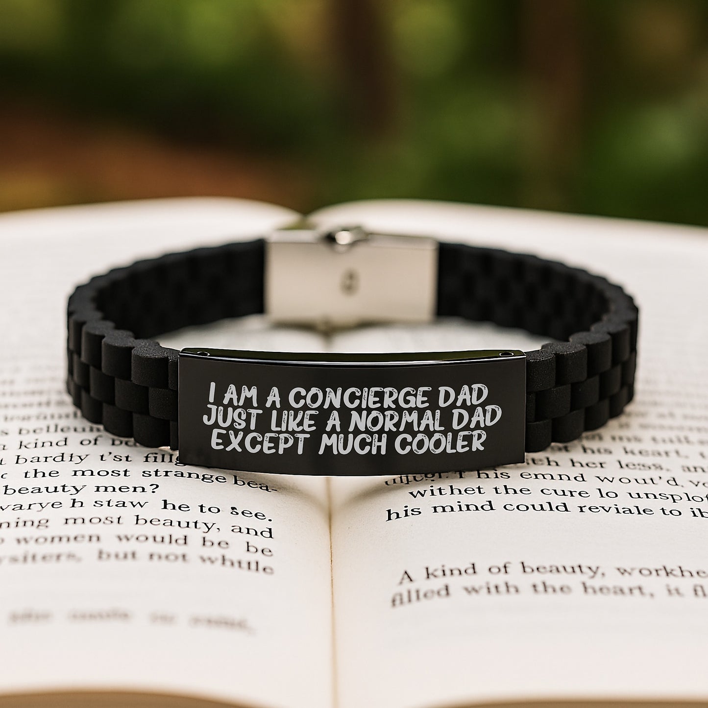 Concierge Gift for Dad Unique Valentine's Glide lock Clasp Bracelet, Funny Quote from I Am A Concierge Dad Just Like A Normal Dad Except Much Cooler. - Image 2