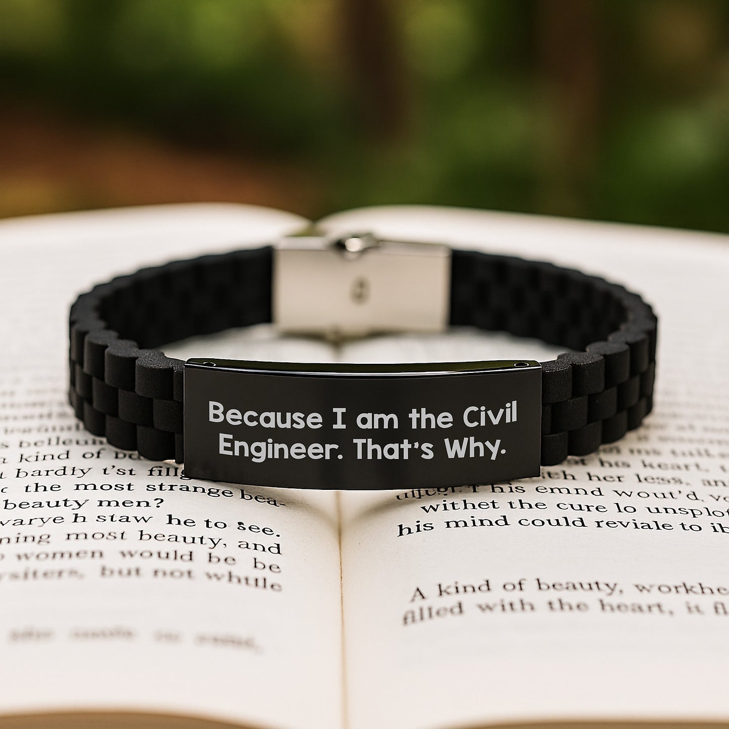 Civil Engineer Gifts from Friends - Funny Valentine's Glide lock Clasp Bracelet because 'I Am The Civil Engineer. That's Why.' for Men - Image 2
