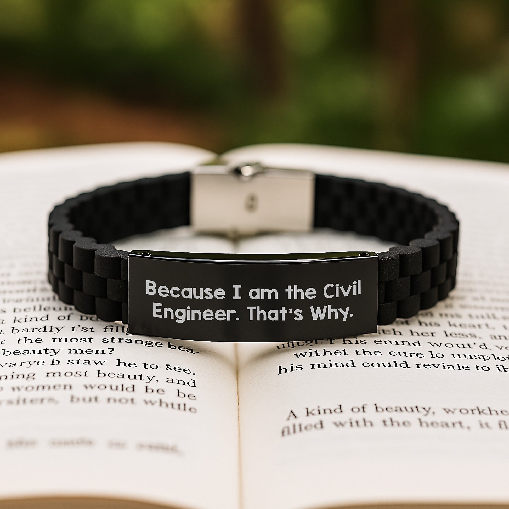 Civil Engineer Gifts from Friends - Funny Valentine's Glide lock Clasp Bracelet because 'I Am The Civil Engineer. That's Why.' for Men - Image 2