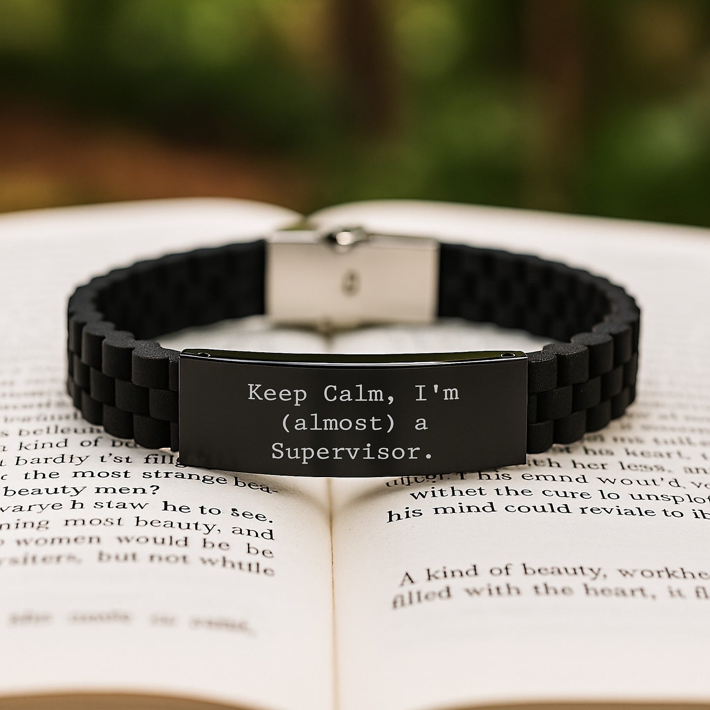 Funny Supervisor Gifts from Friends for Men - Glide lock Clasp Bracelet, Keep Calm, I'm (almost) A Supervisor. - Image 2