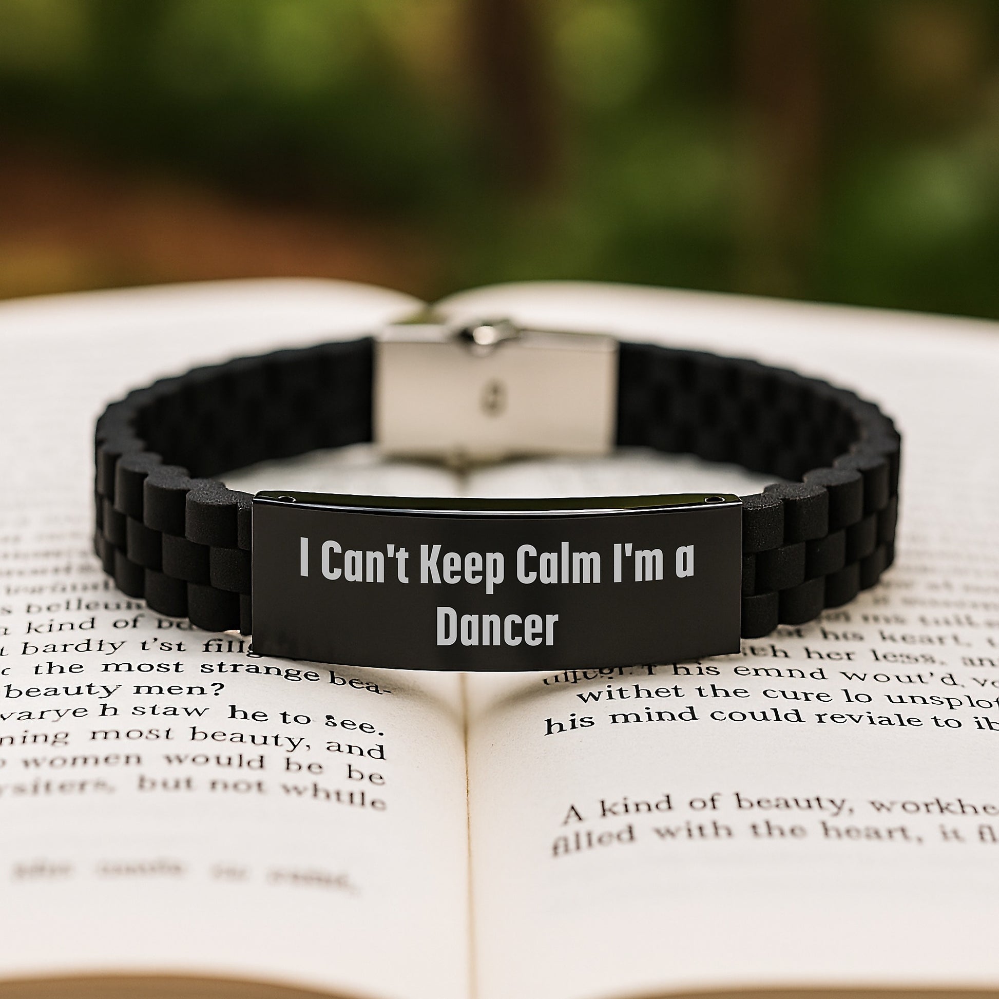 Funny Dancer Gifts from Men, Unique Valentine's Unique Gifts for Dancers, Glide lock Clasp Bracelet Silver Black Stainless Steel - Image 2