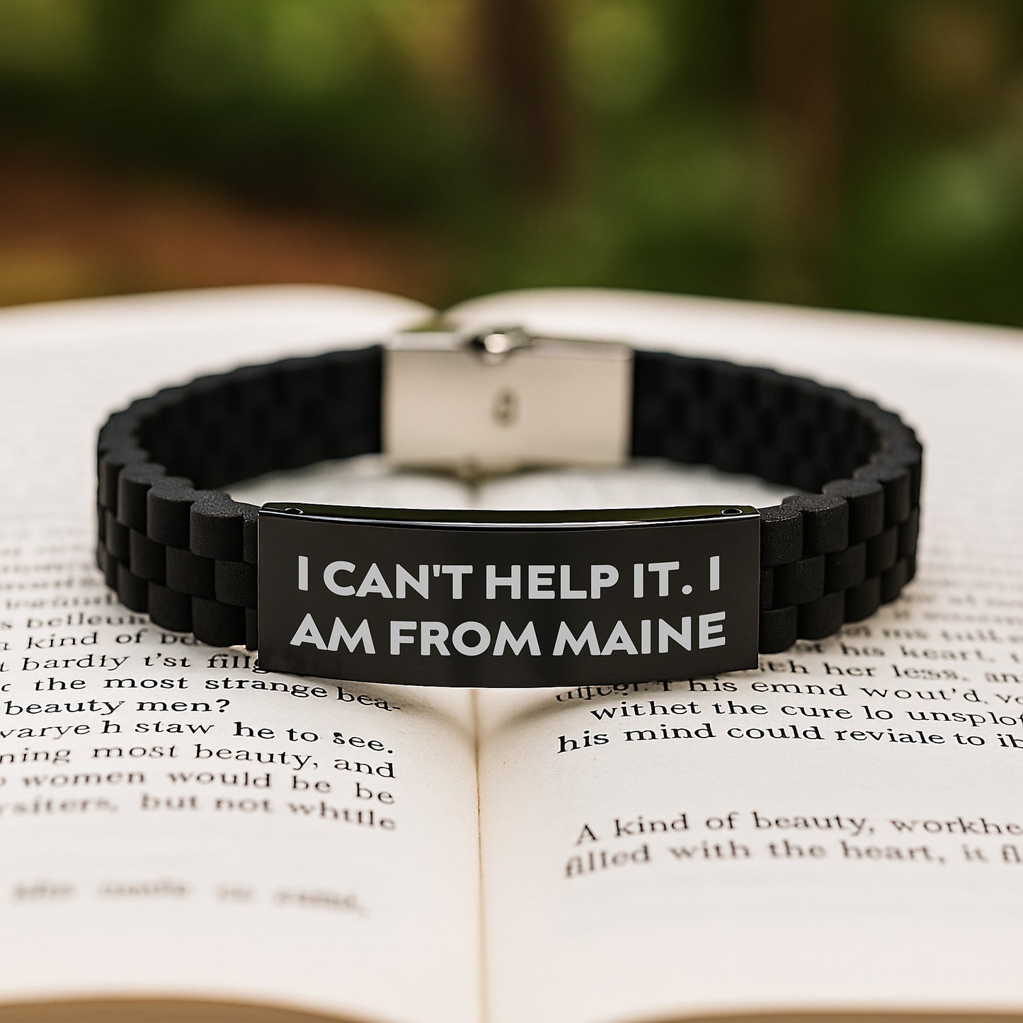 Unique Maine Gifts from Friends to Family, Glide lock Clasp Bracelets in Black with Funny Quote I Can't Help It. I Am From Maine, Valentine's Unique Gifts - Image 2