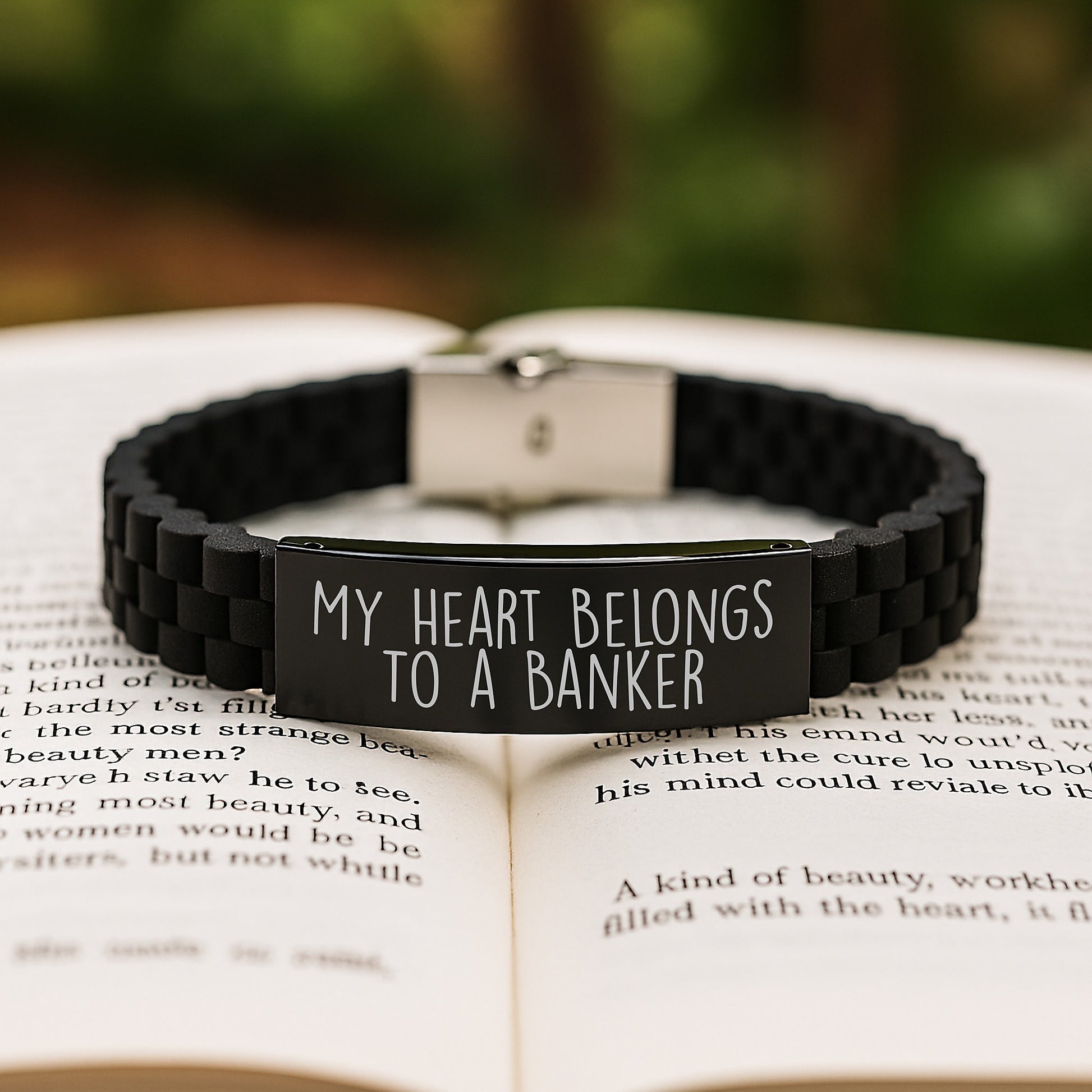 Funny Heart Belongs to a Banker Gifts from Friends for Men Glide lock Clasp Bracelet Graduation Unique - Image 2